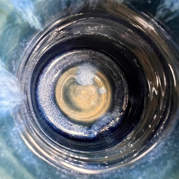 Artist Signed Blue & Green Drip Glaze Pinched Spout Mini Pitcher - Picture 6 of 11